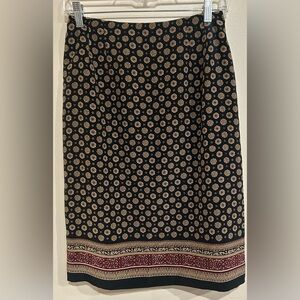 Talbots Silk Skirt Women’s 6 Medallion Print Career Casual A-Line Side Zip
